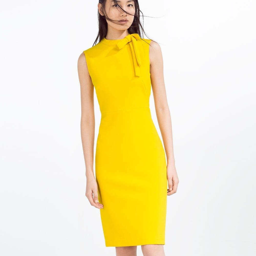 Zara tube Pencil Dress with bow at neckline